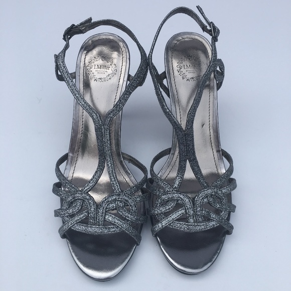 I. MILLLER dressy gunmetal silver heeled sandal  -  SZ 7.5 - Picture 2 of 8